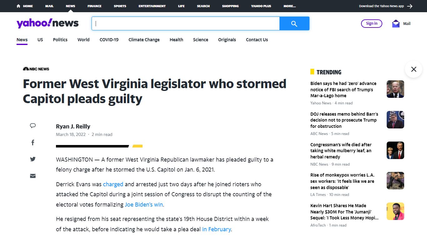 Former West Virginia legislator who stormed Capitol pleads guilty